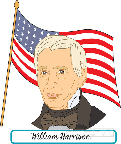 president william harrison with flag clipart