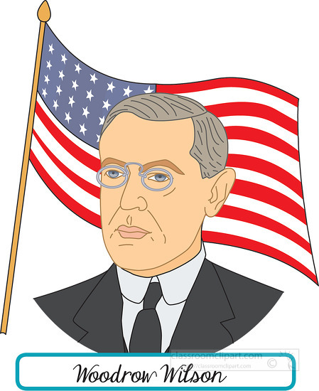 president woodrow wilson with flag clipart