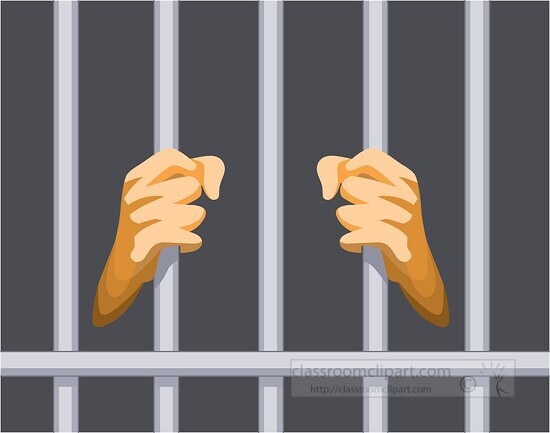 prisoner hands on prison bars clipart