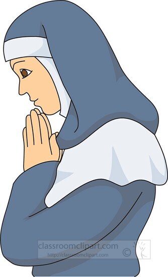 profile of a nun hands clasped in prayer