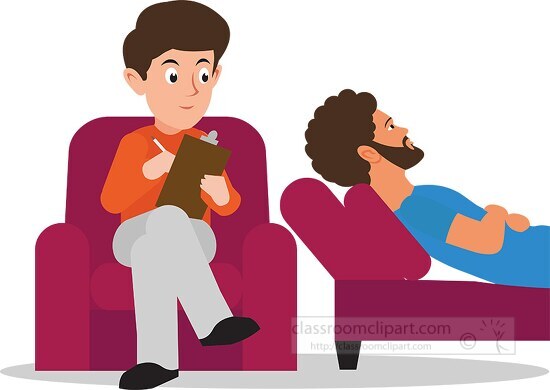 psychiatrist with patient on couch clipart
