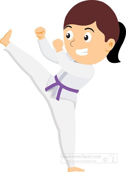 purple belt student practicing karate clipart