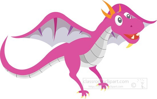 purple dragon cartoon flat style clipart