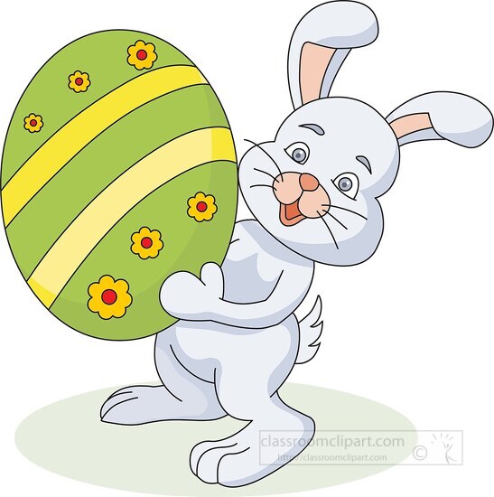rabbit holding easter egg