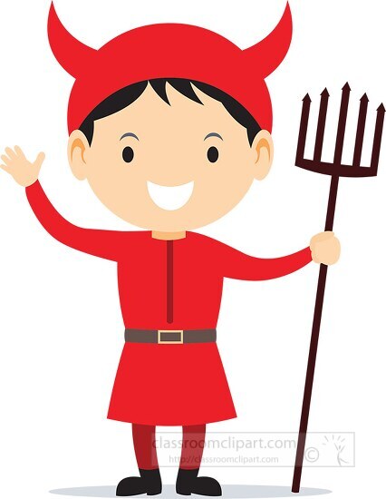 Halloween Clipart-red devil with pitchfork costume halloween clipart