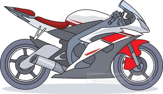 red gray racing motorcycle clipart