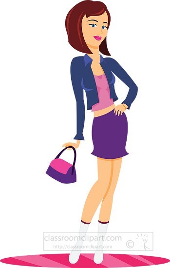 red head female wearing fashinable clothes fashion clipart 93017