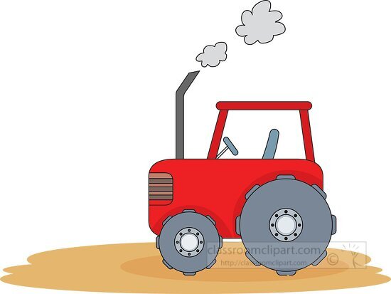 red tractor in field clipart 61618