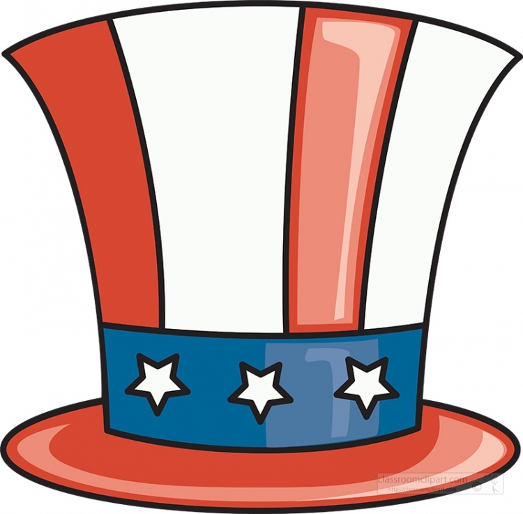 red white blue top hat clipart