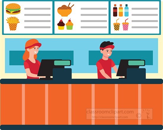 fast food cashier clipart