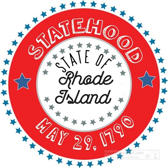 Rhode Island Statehood 1790 date statehood round style with star
