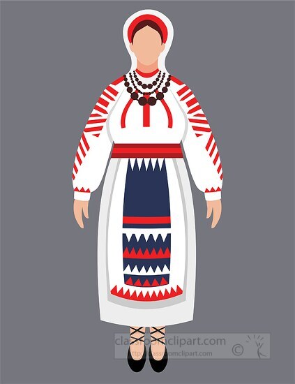 romanian woman wearing traditional cultural clothing clipart