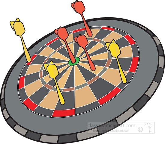 round dart board with darts clipart
