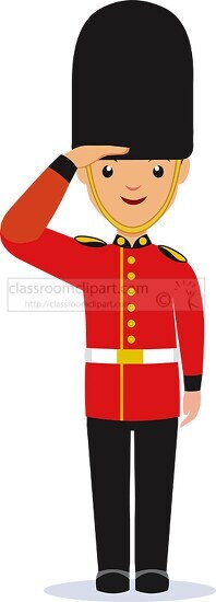 royal queen guard saluting england clipart