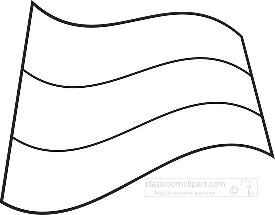 Russia wavy flag black outline clipart