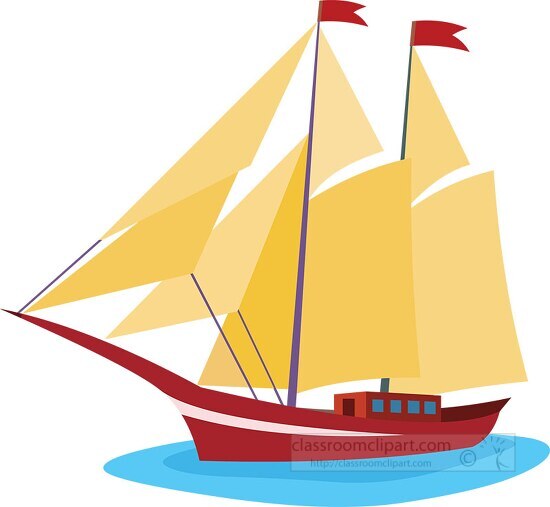 sailing boat with sails clipart