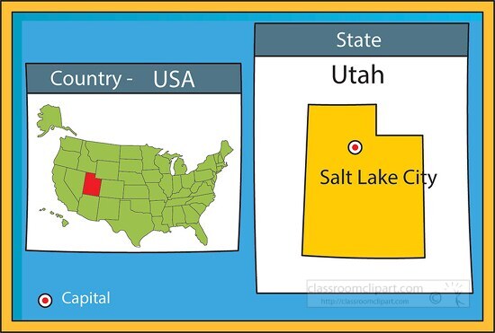 salt lake city utah state us map with capital
