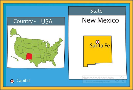 santa fe new mexico state us map with capital