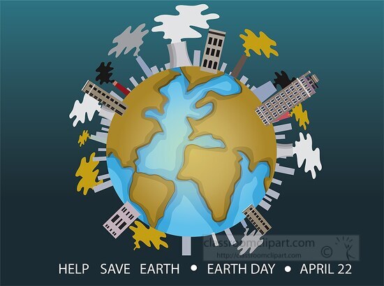 save earth message industrial pollution earth day clipart 3A