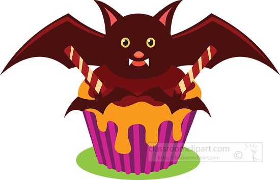 scary chocolate bats on the cupcake halloween clipart
