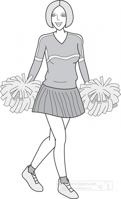 School Cheerleader Gray Clipart