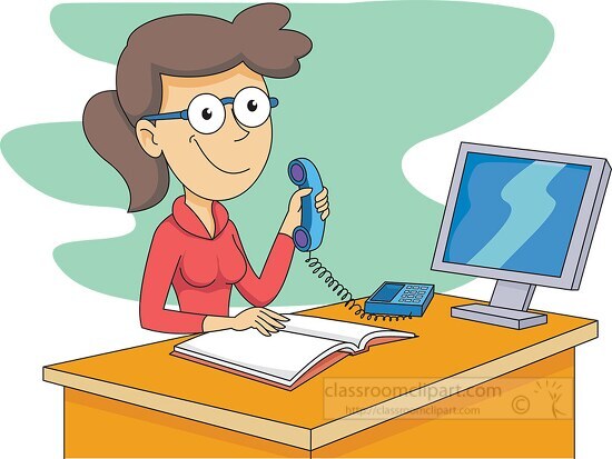 school secretary answering telephone clipart