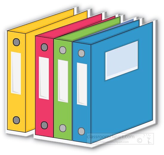 school three ring binder many colors clipart