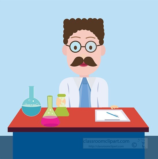 scientist_performing chemical experiment clipart flat design