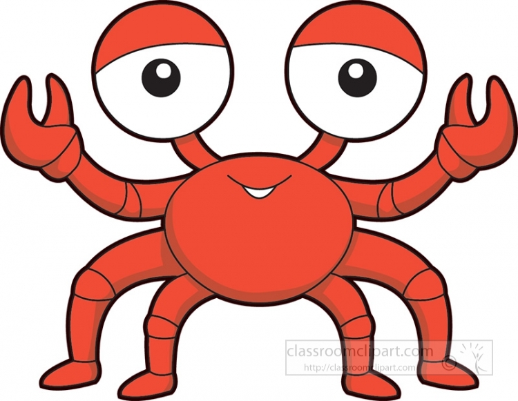 sea life red crab cartoon clipart