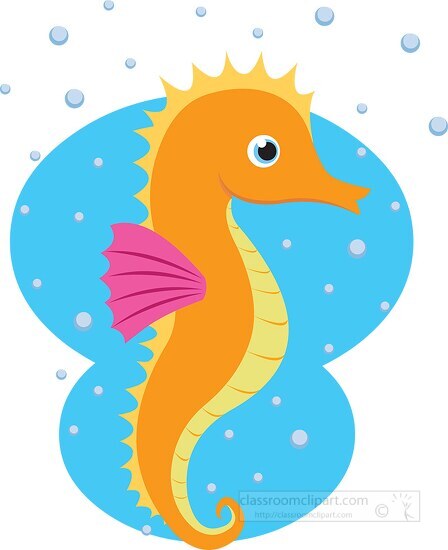 seahorse underwater cartoon style clipart