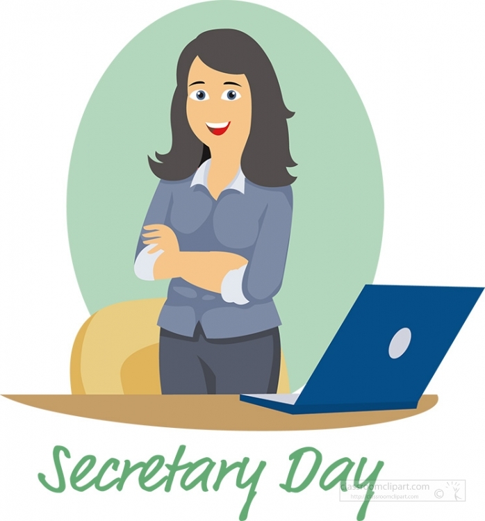 secretary standing near desk secretaries day clipart