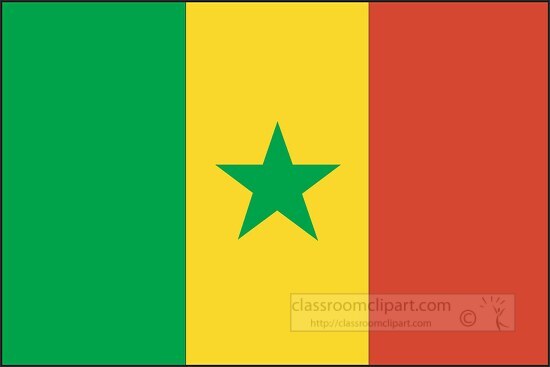 Senegal flag flat design clipart