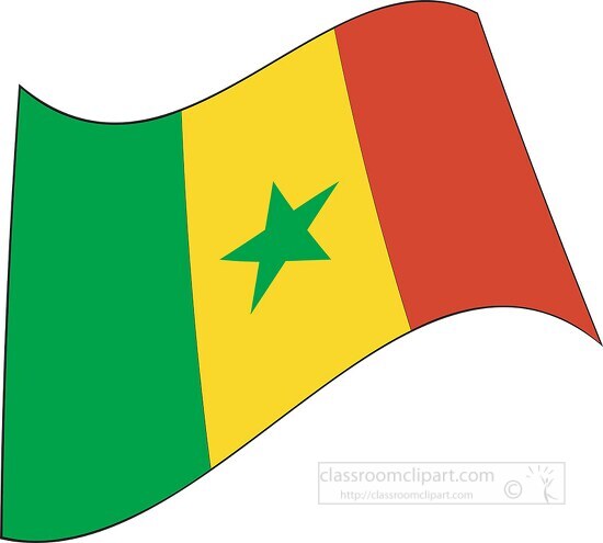 Senegal flag flat design wavy clipart