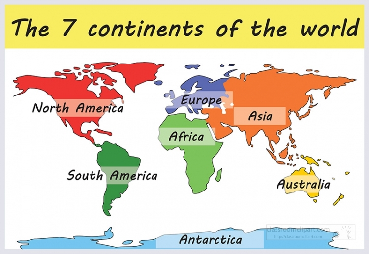 seven continents of the world geography clipart