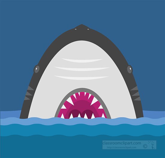 shark in ocean with open mouth large sharp teeth clipart