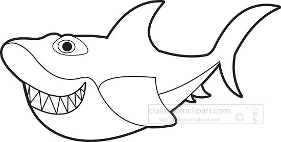 shark showing preditary large teeth black outline