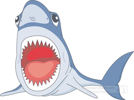 shark with jaws open showing teeth clipart