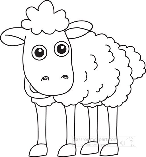 sheep cartoon clipart black white outline clipart