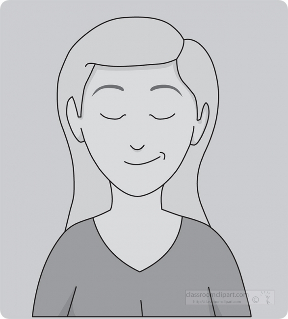 Gray and White Clipart-shy female facial expression 4 gray