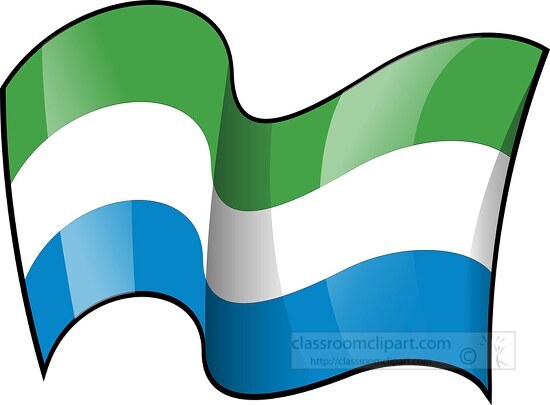 Sierra Leone wavy country flag clipart