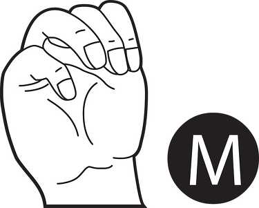 sign language letter m outline