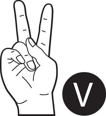 sign language letter v outline
