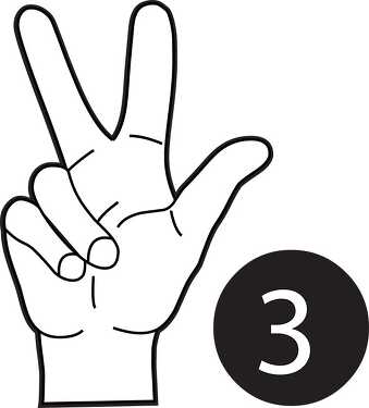 sign language number 3 outline