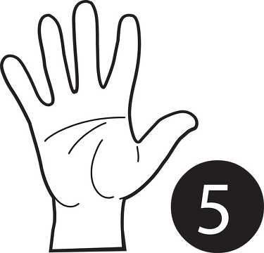 sign language number 5 outline