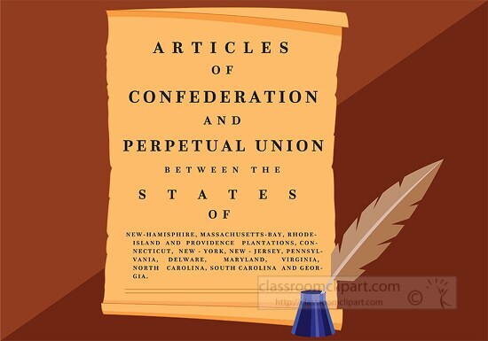 signing articles of confederation with quill ink clipart