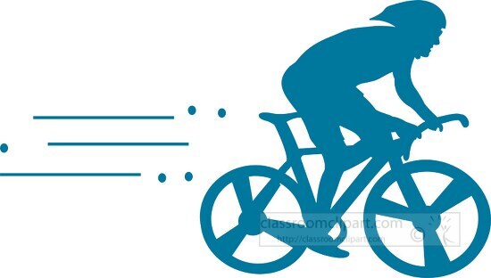silhouetee of a man riding a racing bike clipart