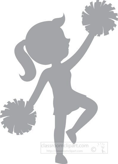 silhouette clipart cheerleader holding pom pom