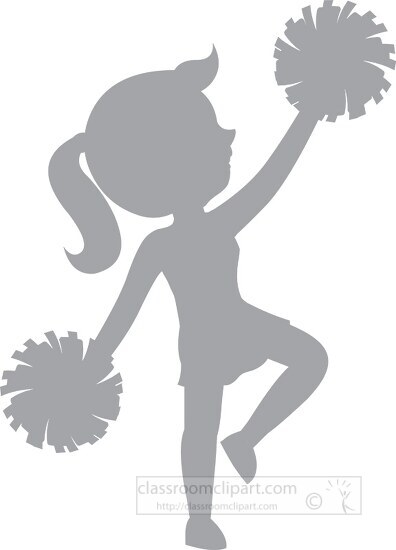 silhouette gray clipart cheerleader holding pom pom