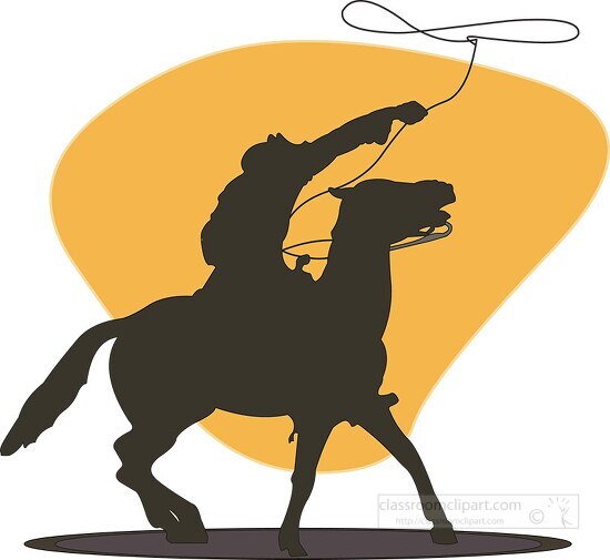 silhouette of cowboy on horse with lasso