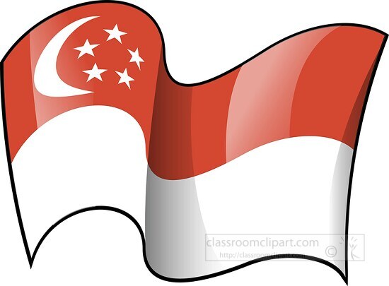 Singapore wavy country flag clipart